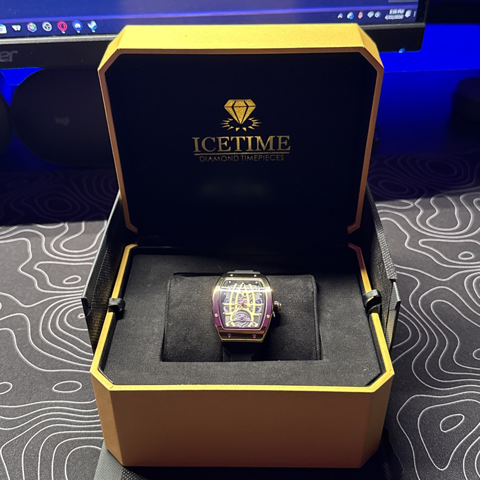 #3 IceTime 33mm Gold Black Dial Steel Ladies Watch 0.10ct Diamonds IT25