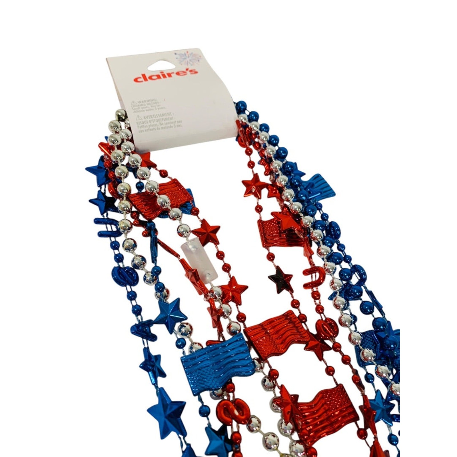 Claires New Set of 6 Overhead Necklaces Patriotic USA Flag Star