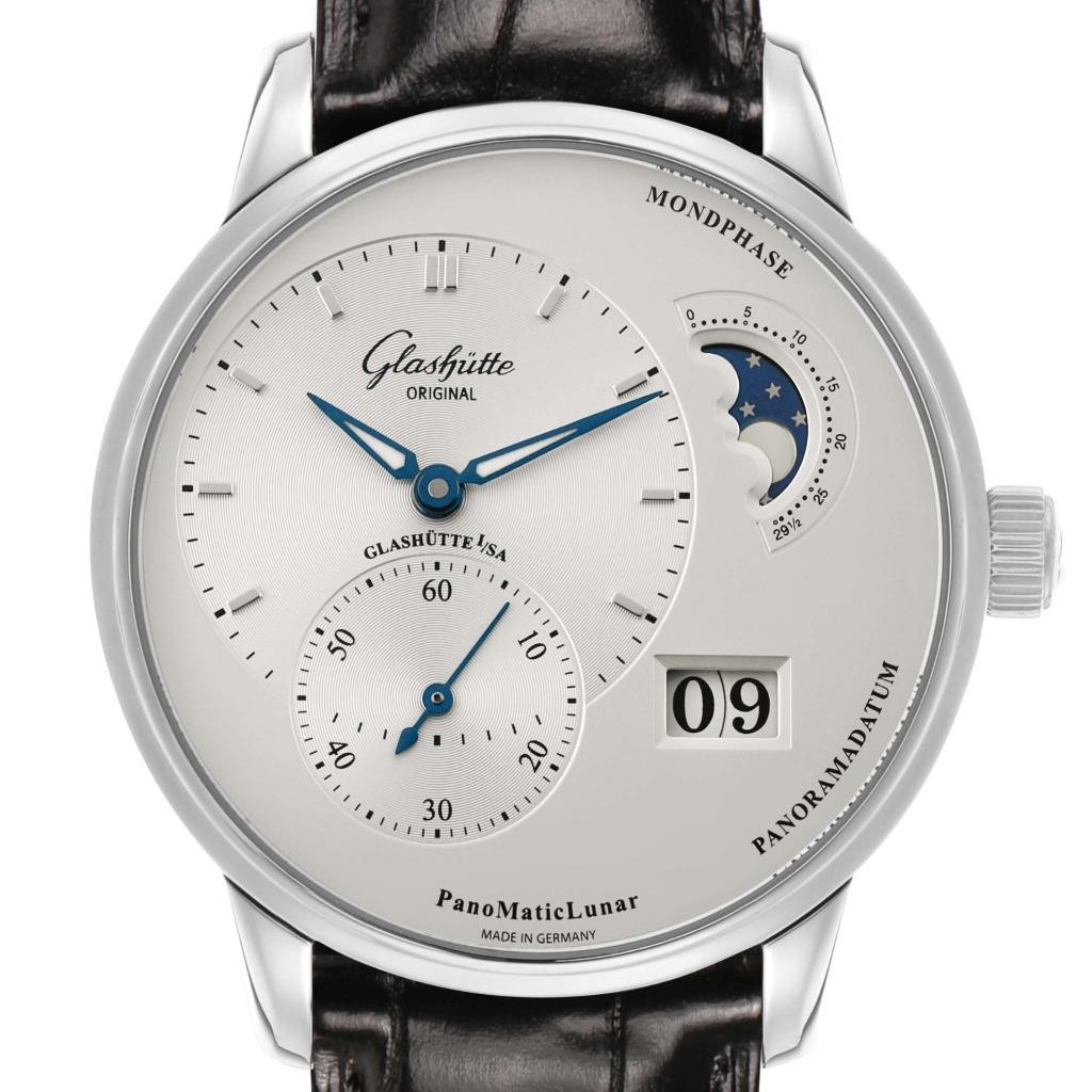 Glashutte PanoMaticLunar Steel Silver Dial Mens Watch 1-90-02-42-32-61
