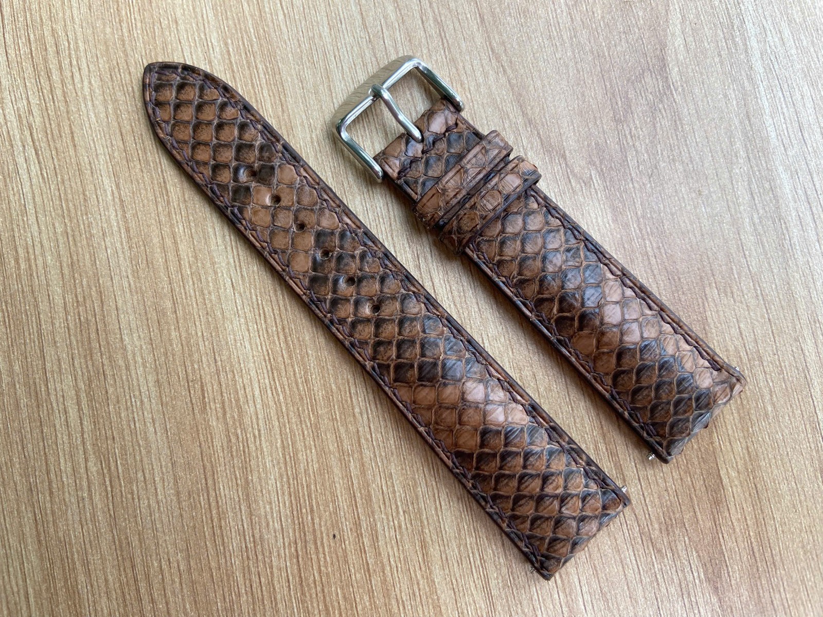 Brown Snake Leather Watch Strap Band 14 15 16mm 17 18mm 20mm 21mm 22mm 24mm 26mm