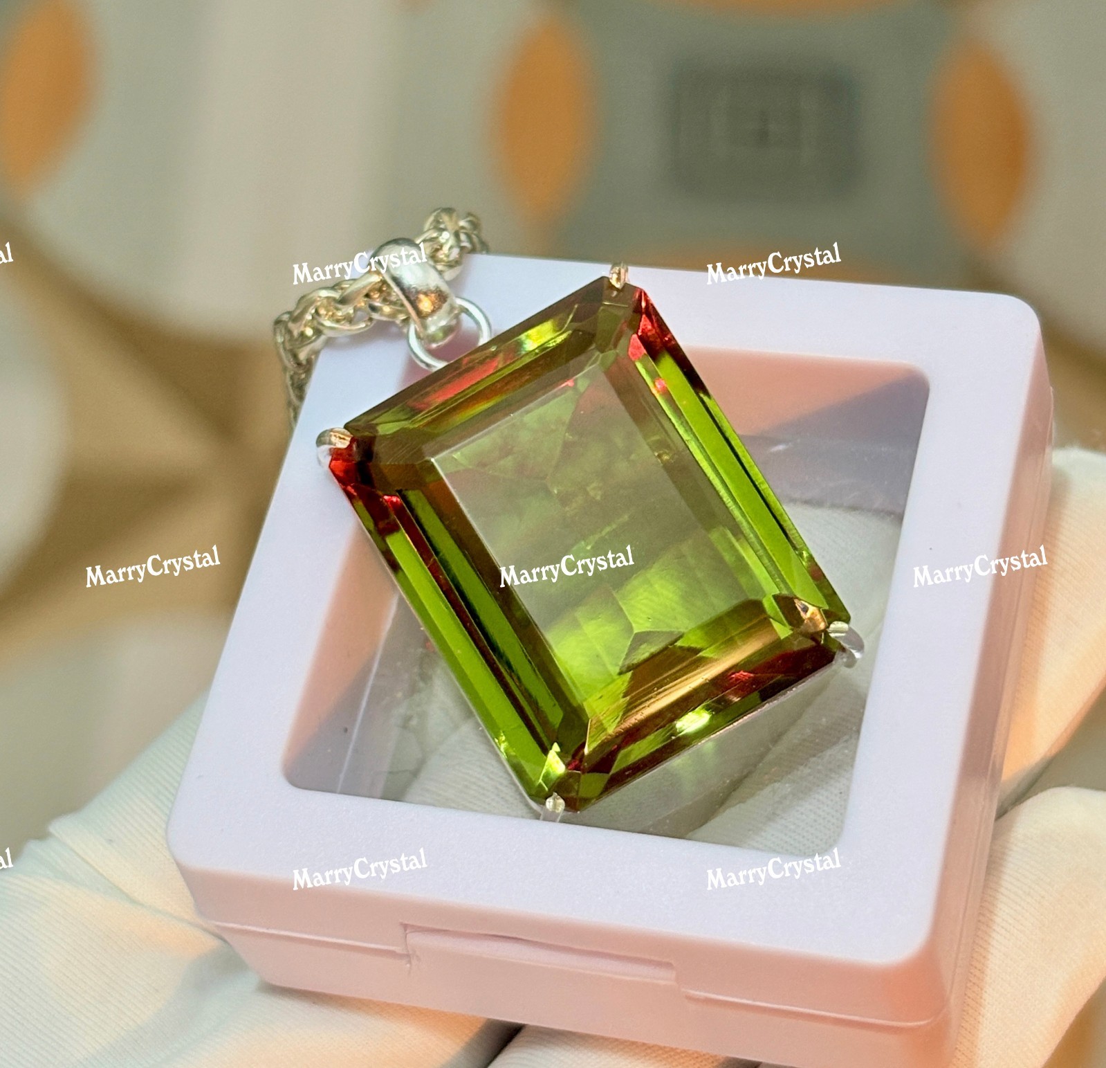 Color Changing Zultanite Glass German Silver With 18″ Chain Loose Gemstone