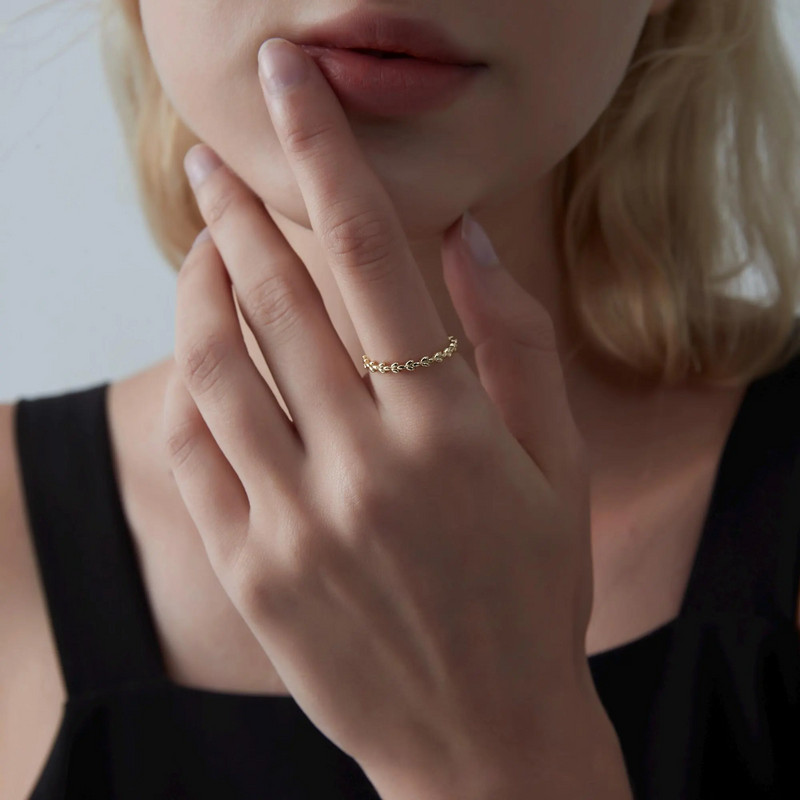 Dainty Olive Tree Leaf Band Stacking Thin Ring in 925 Sterling Silver