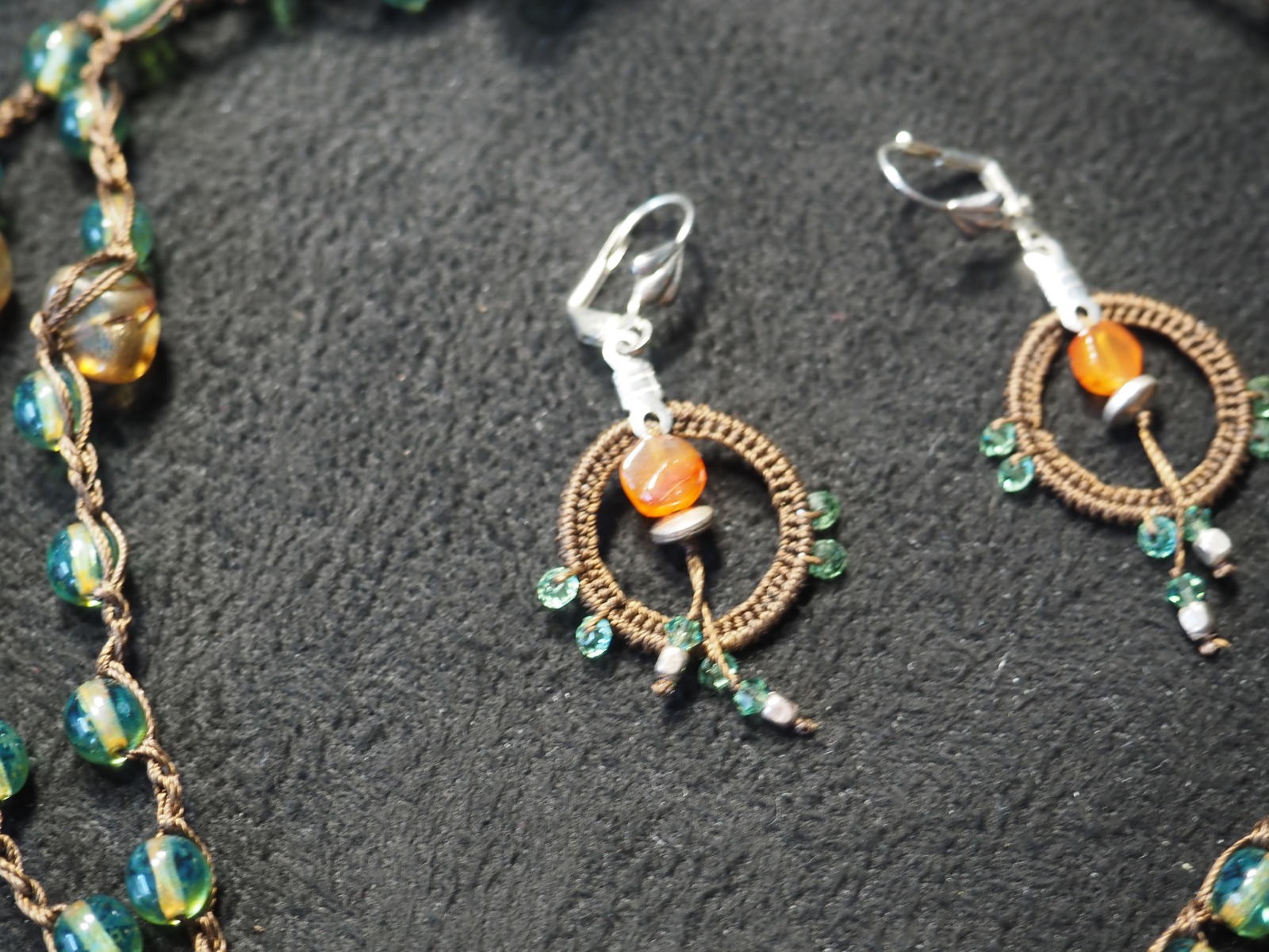 Handcrafted Beaded Crochet Necklace and Earring Jewelry Set