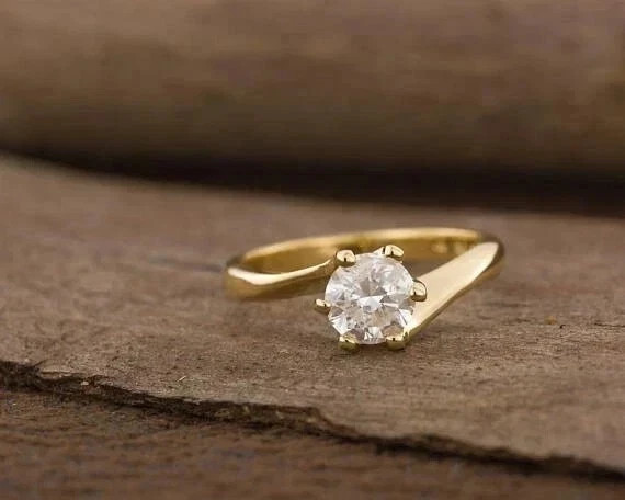 Solitaire Engagement Ring 14k Yellow Gold Plated 2Ct Lab Grown Diamond Women’s