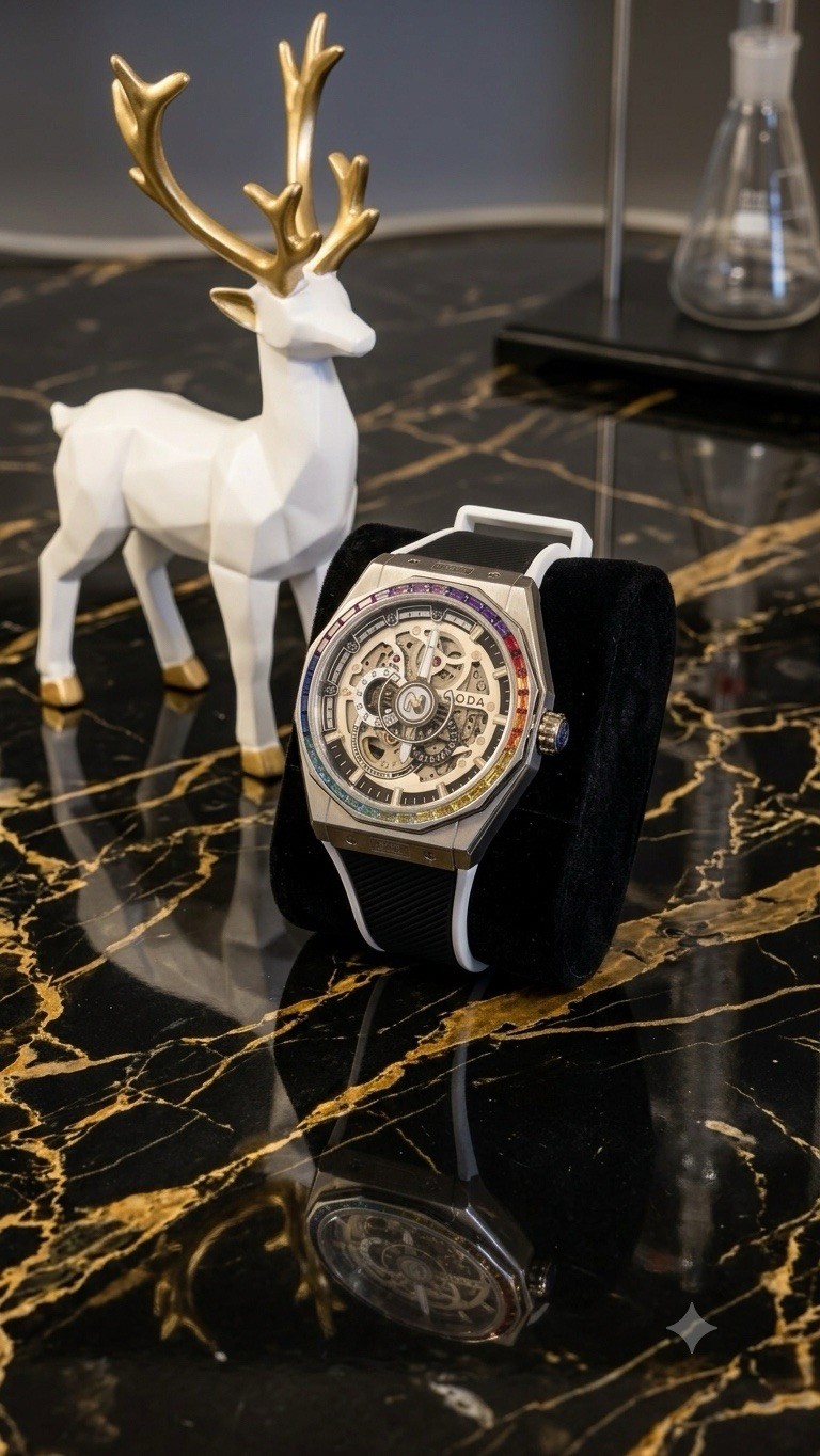 Noda Aero Series-1 43MM Stainless Steel White Skeleton Dial Automatic Watch
