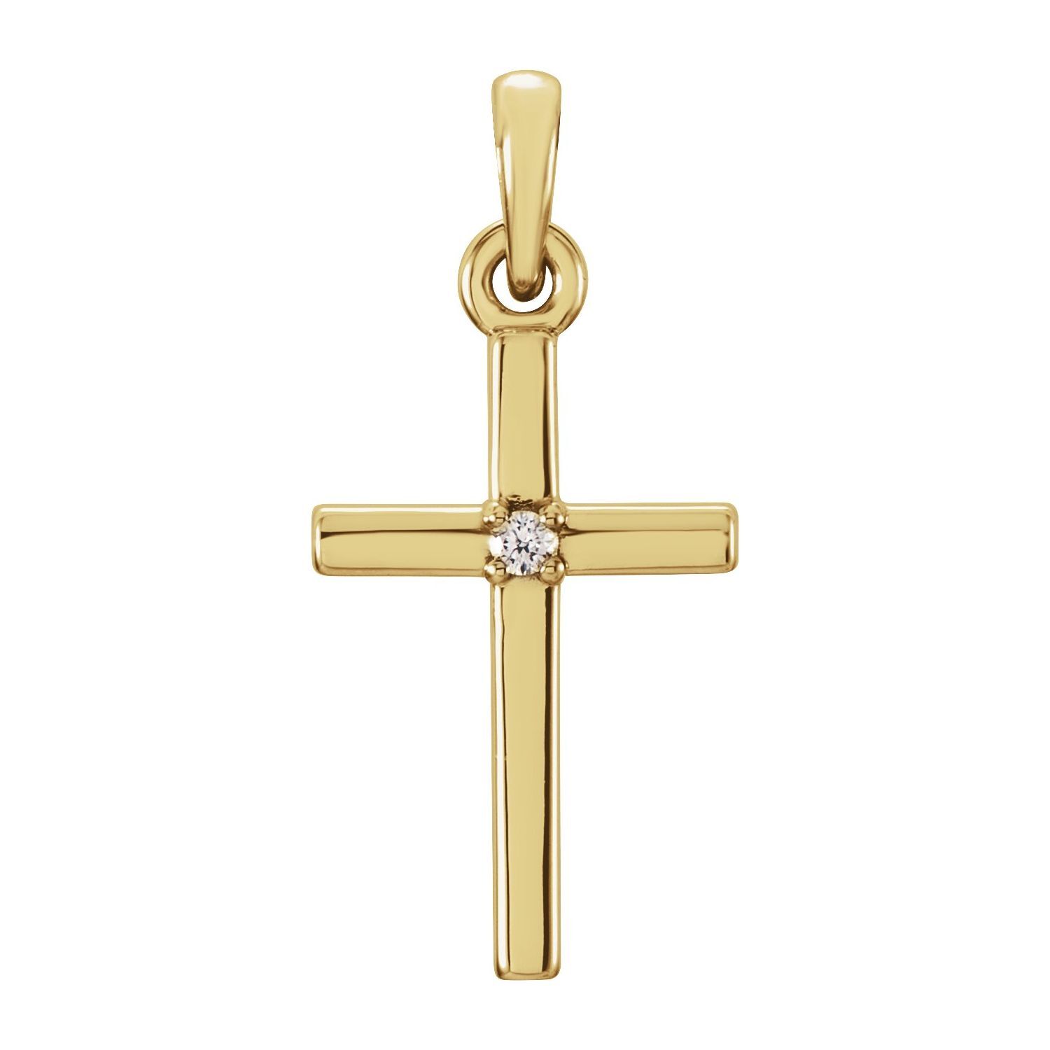 14K Yellow Gold .01 CT Natural Diamond Cross Pendant 0.69gm Gift for Mother