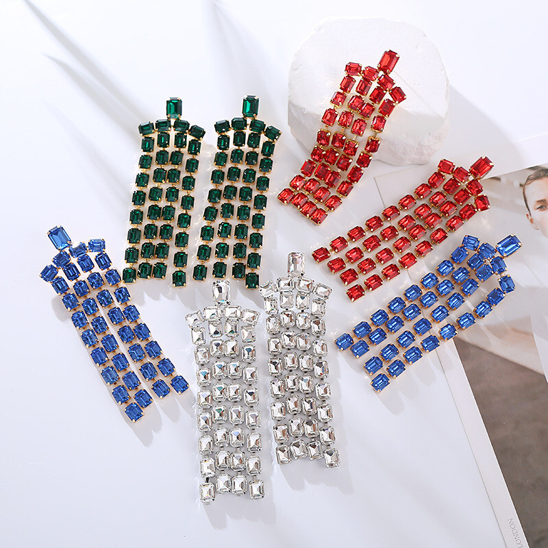 Earrings High-Grade Personality Exaggerated Trend Diamond Women Long Fringe