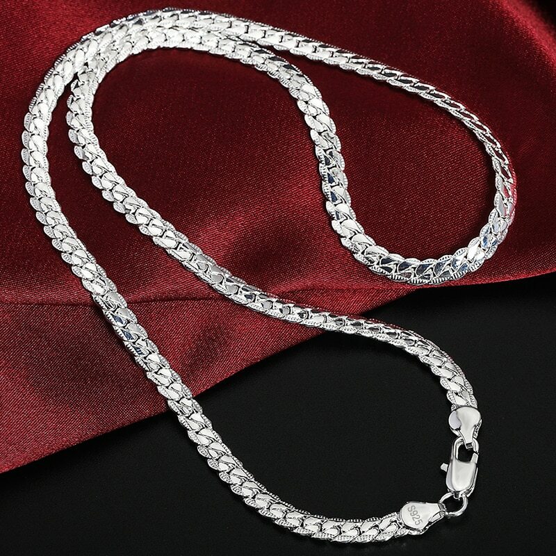 Conjunto De Collar Y Pulsera De Plata De Ley 925 Para Hombre Y Mujer Cadena Lujo