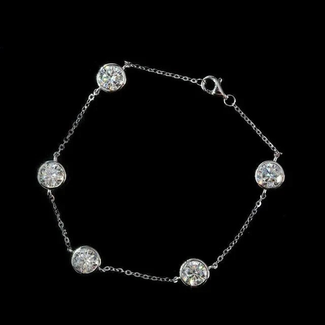 2 Ct Round Cut Moissanite Tennis Women Bracelet 14K White Gold Plated