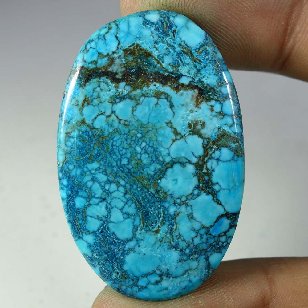 87.55Cts Natural Tibet Turquoise Oval Cabochon Gemstone 27X 42X 07mm