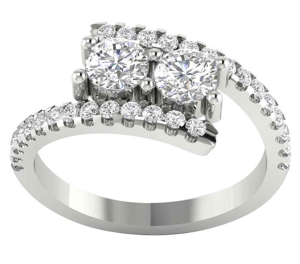 SI1 G 1.15Ct Forever Us 2 Stone Diamond 14K Solid Gold Solitaire Engagement Ring