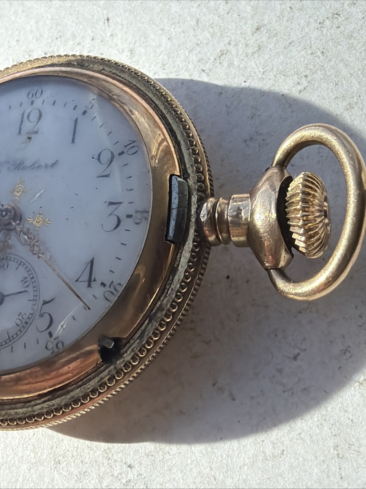 AT24 VTG N Robert 5 Years Gold Filled 36.8mm Pocket Watch Parts Repair As Is**