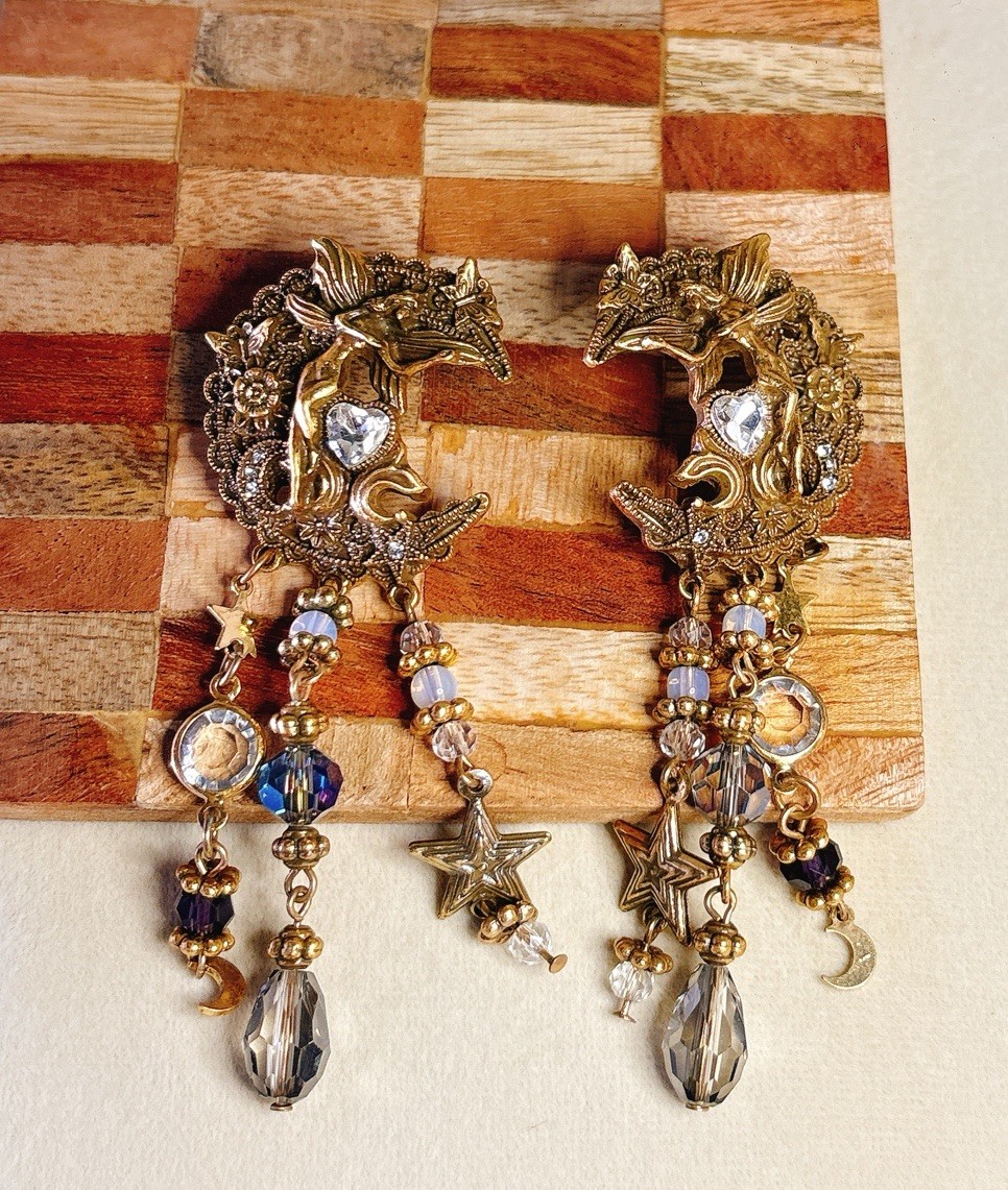 Boho Statement Gold Dangle Earrings Crystal Tassel Drop Party Gift