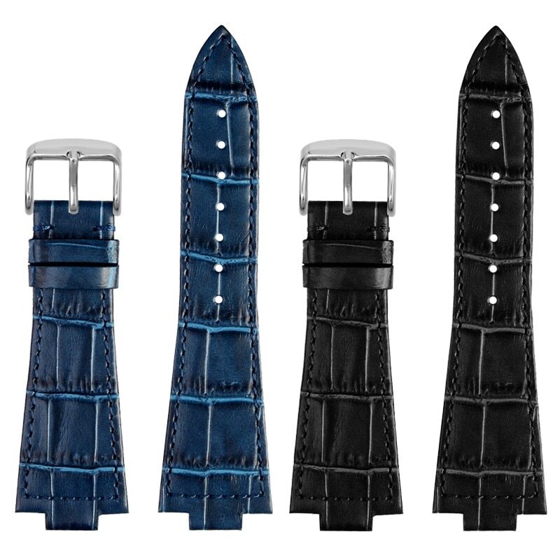 26x12mm Leather Watchband Strap for Tissot PRX T137.407, 1853 Blue Green Brown
