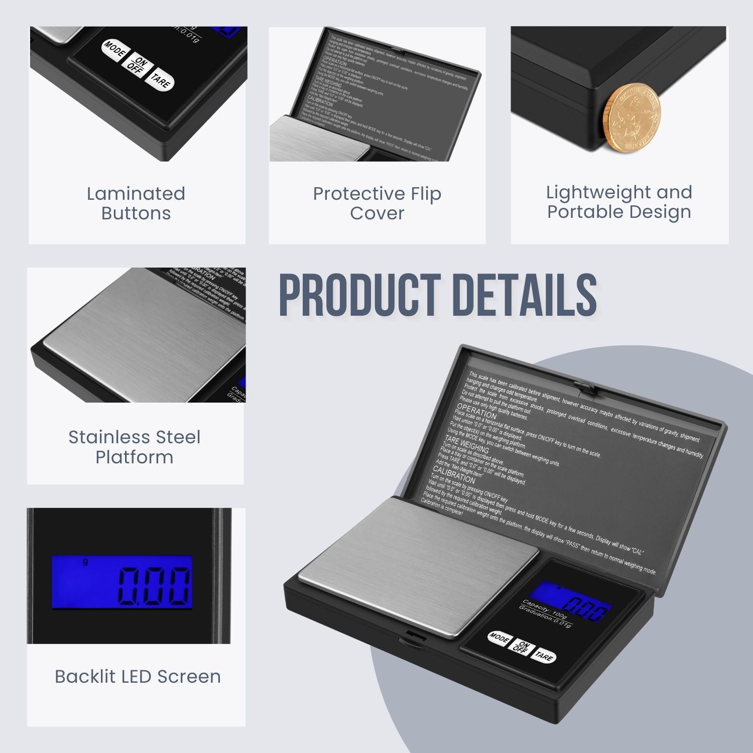 Mini Pocket 100g x 0.01g Digital Diamond Jewelry Gold Gram Balance Weight Scale