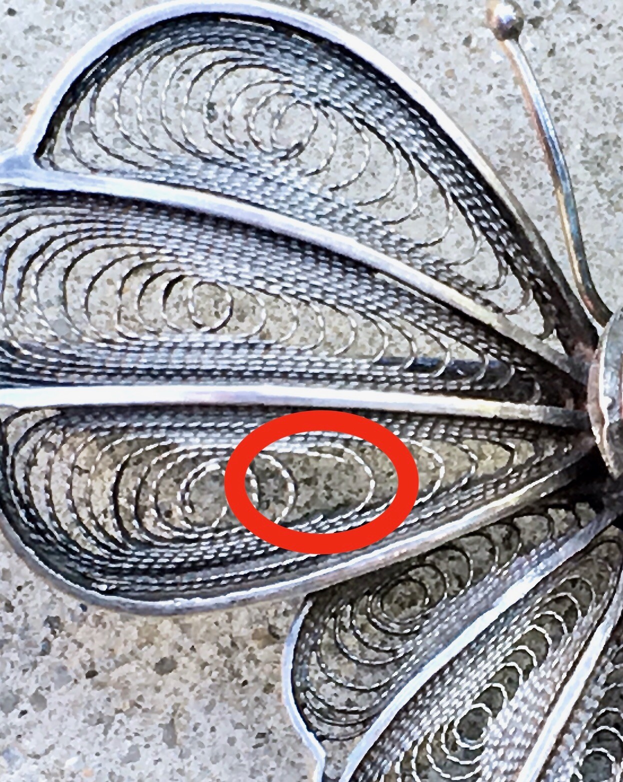 Ornate Wirework Lace Butterfly Pin in Sterling Silver, 2″ Wide & 7.2g