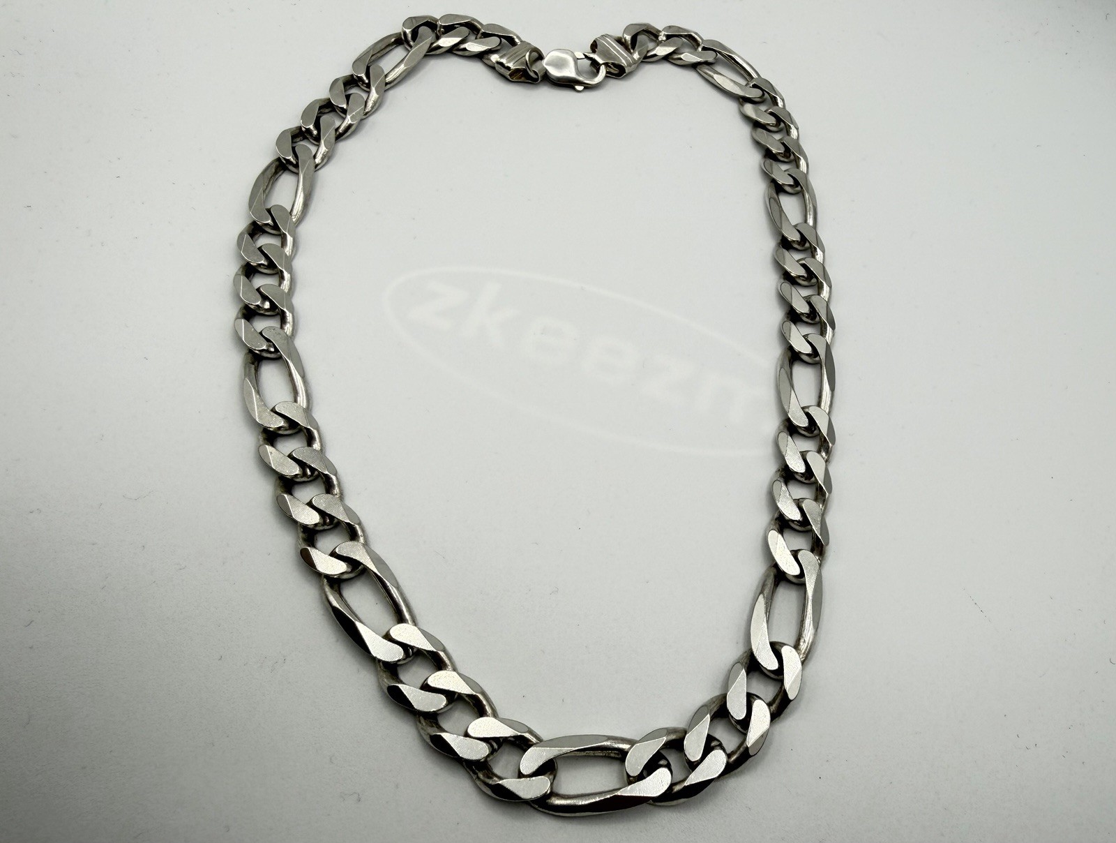 122g VTG Sterling Silver 925 Large Figaro Link Chain Necklace Heavy Size 21-1/2”