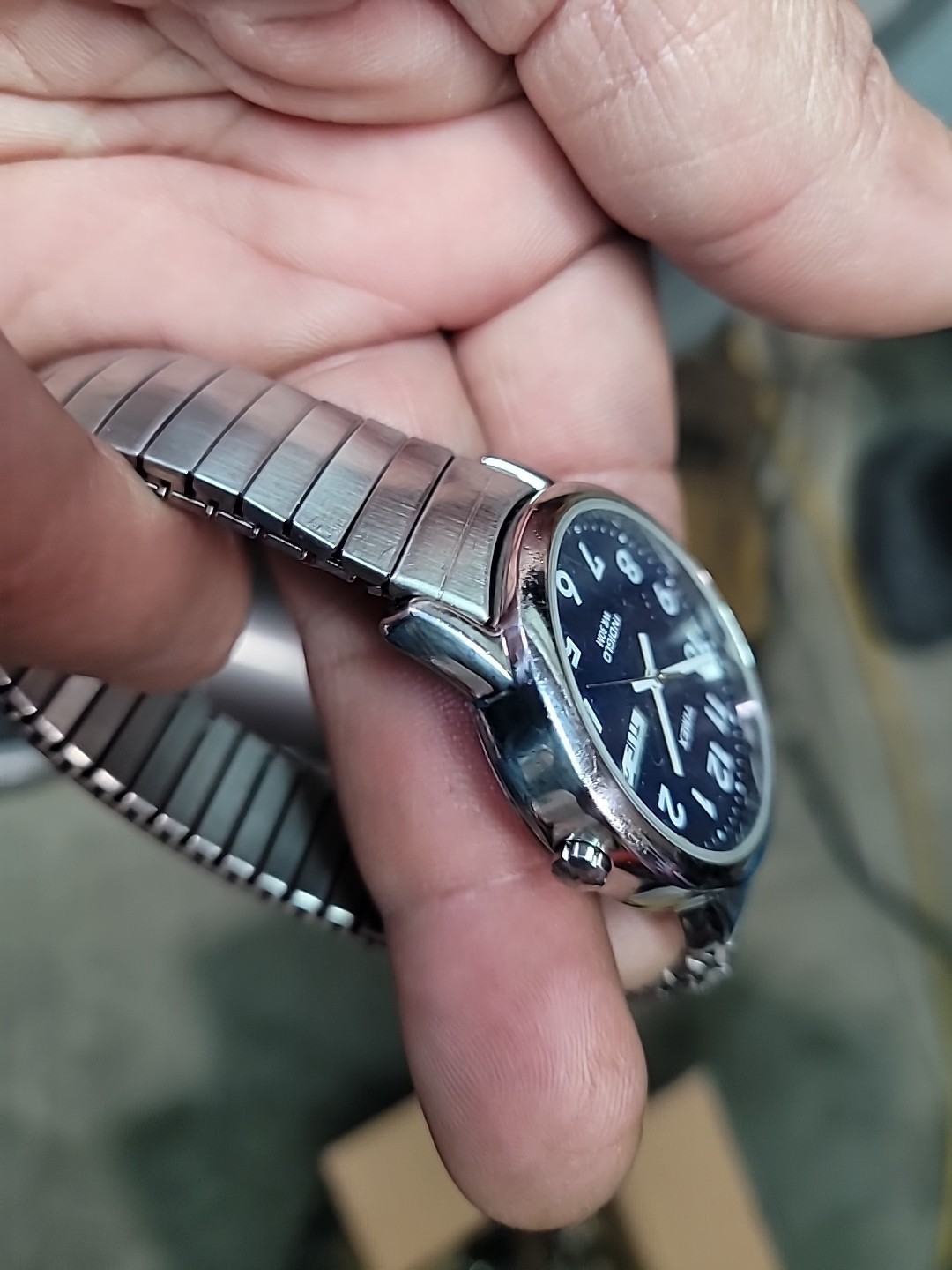 Timex Indiglo Men’s Navy Blue Dial Stainless Case & Flex Bracelet (NJL028081)