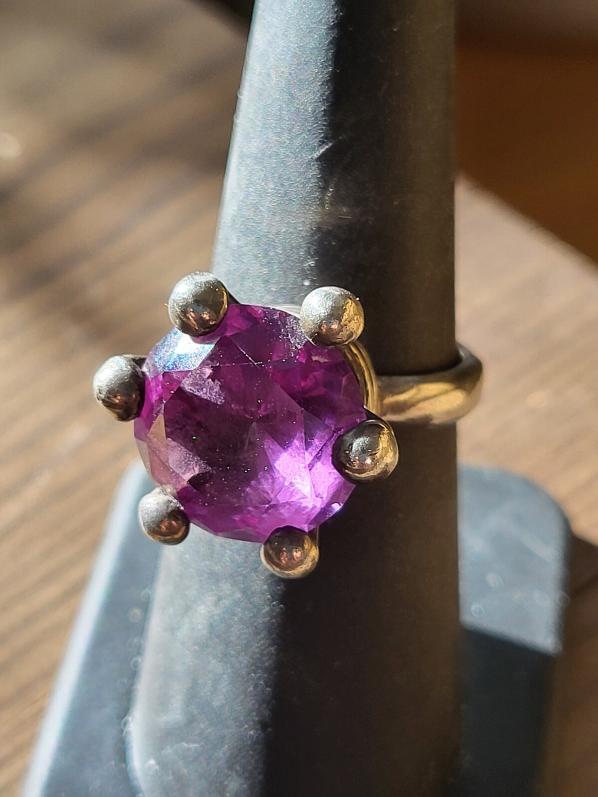 Large Purple Topaz Sterling Ring Size 6.75 Brilliant Cut 7.9g Statement 13.7mm