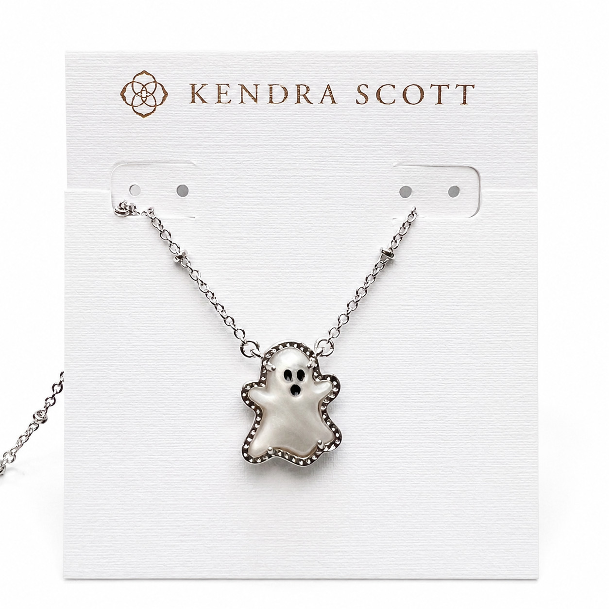 Kendra Scott Mother of Pearl Ghost Reversible Pendant Rhodium Silver Necklace