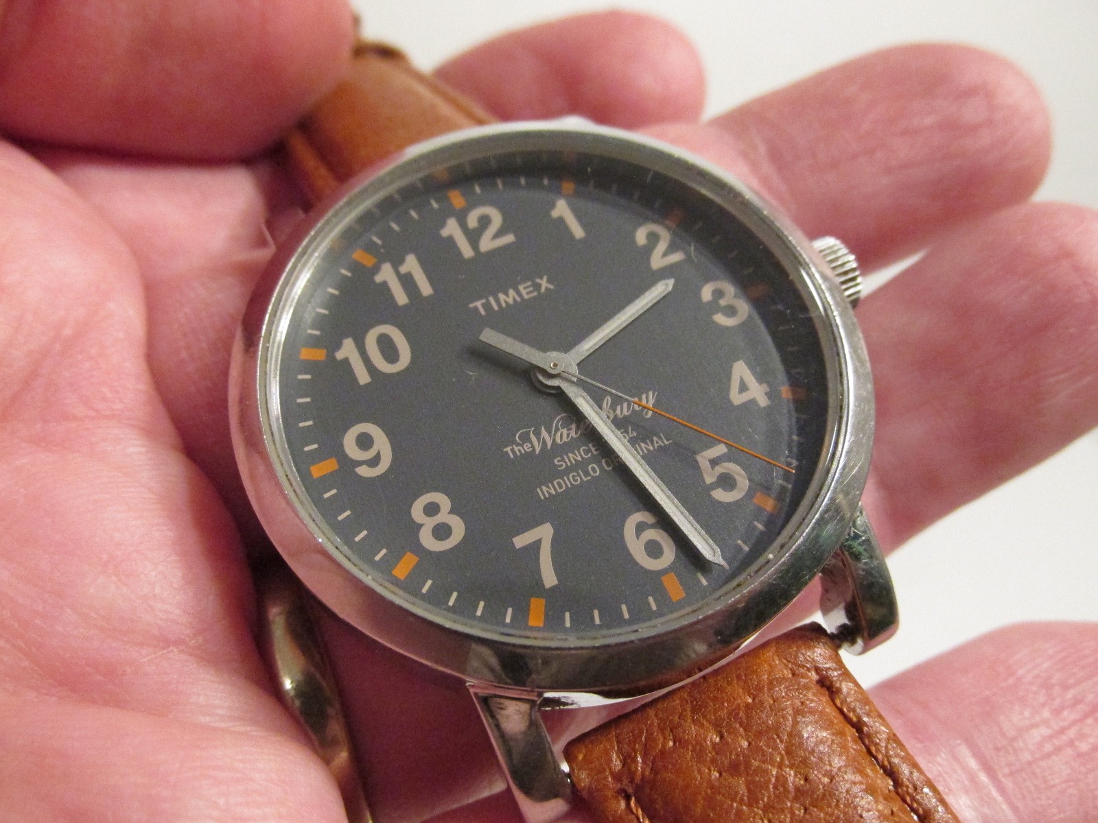 RARE VINTAGE MENS TIMEX THE WATERBURY 1854 INDIGLO WRIST WATCH RUNS TW2PS8700