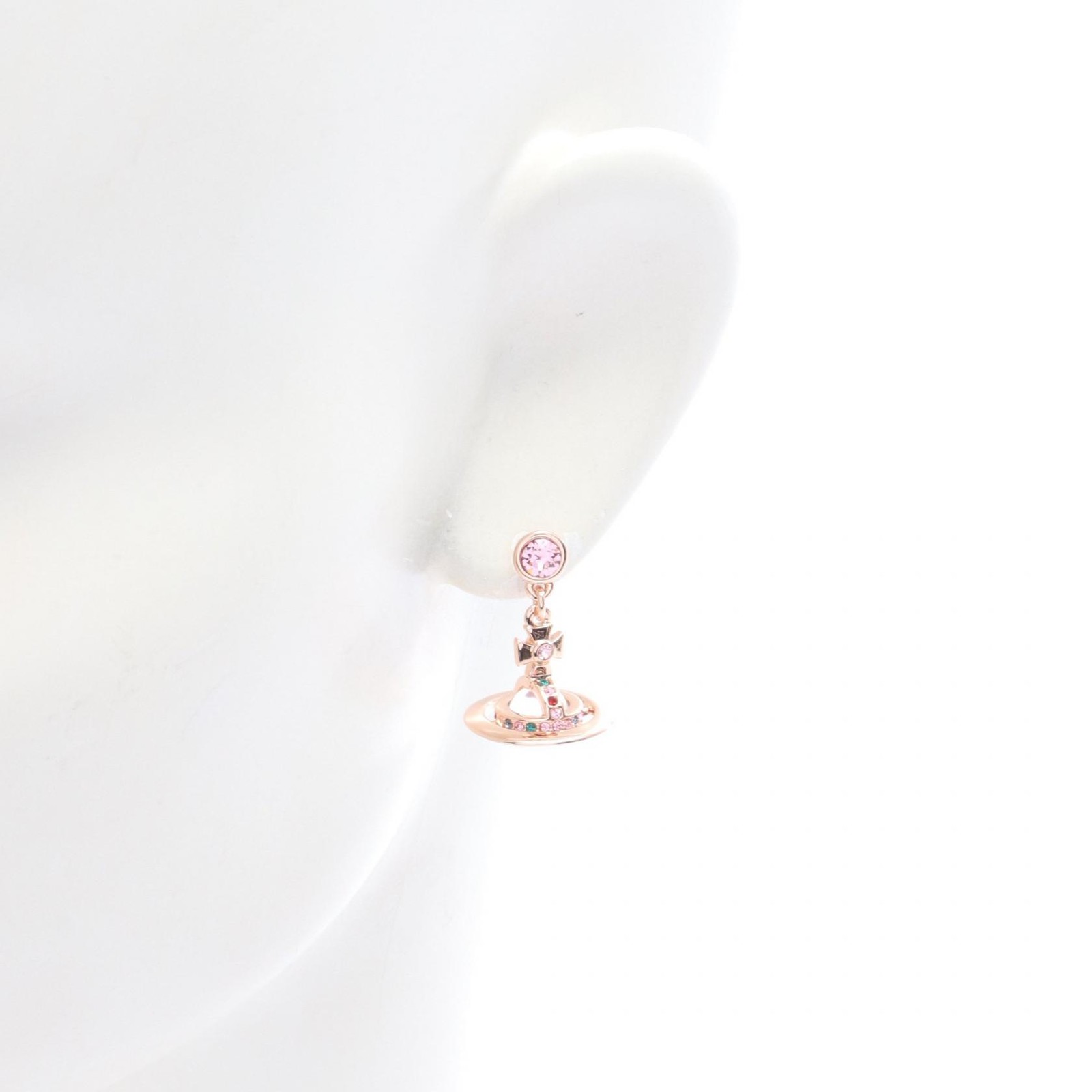 Vivienne Westwood NEW PETITE ORB Pierced earrings Gold Plated Rhinestone NEW