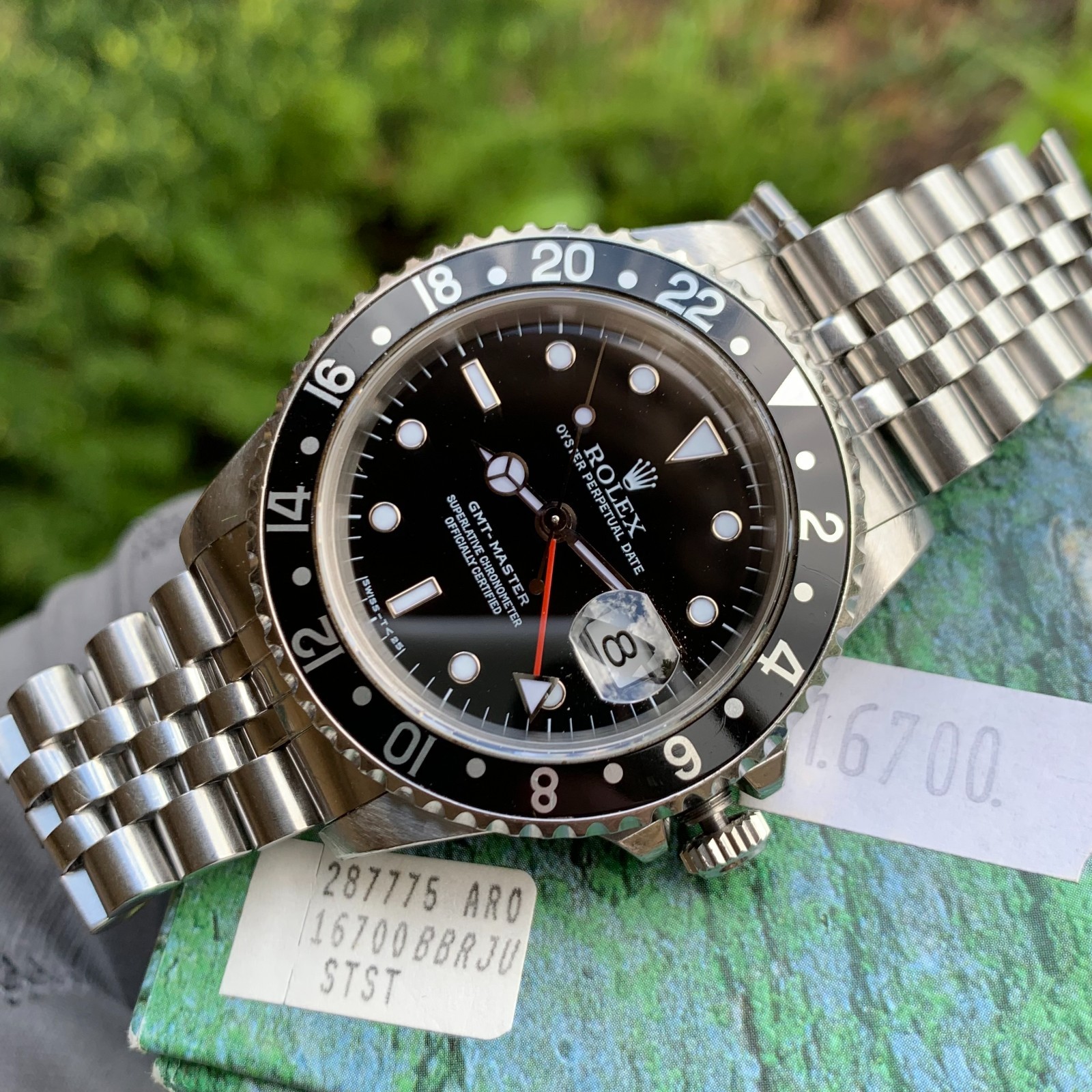 1998 Rolex GMT-Master Ref. 16700 on Jubilee Watch – Unpolished w/ Box & Papers
