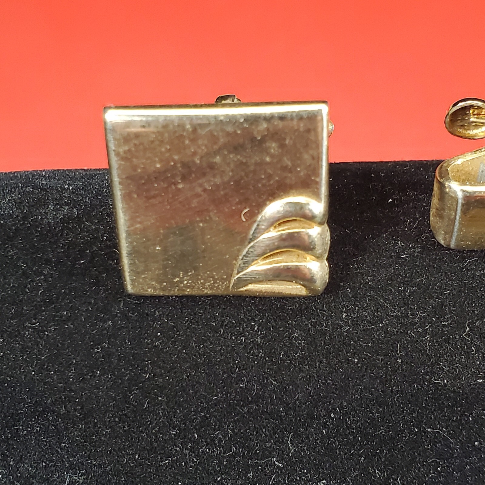SWANK Cufflinks Square Gold Tone Cuff Links w/ Tie Bar Bullet Back Vintage