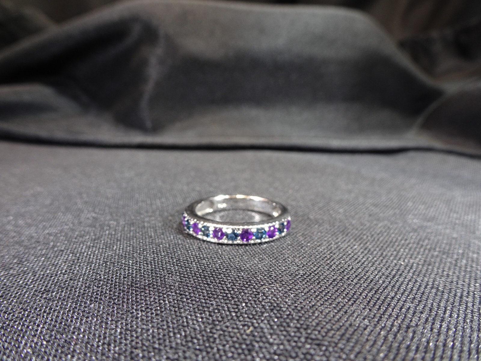 0.90 ct Natural Purple Amethyst & London Blue Topaz Solid Sterling Silver Ring