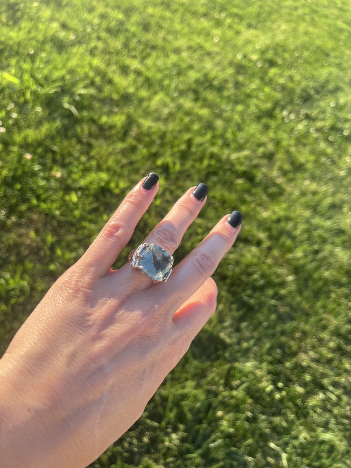 John Hardy NAGA 18kt Gold and .925 Silver, Green Amethyst Ring, SZ 5