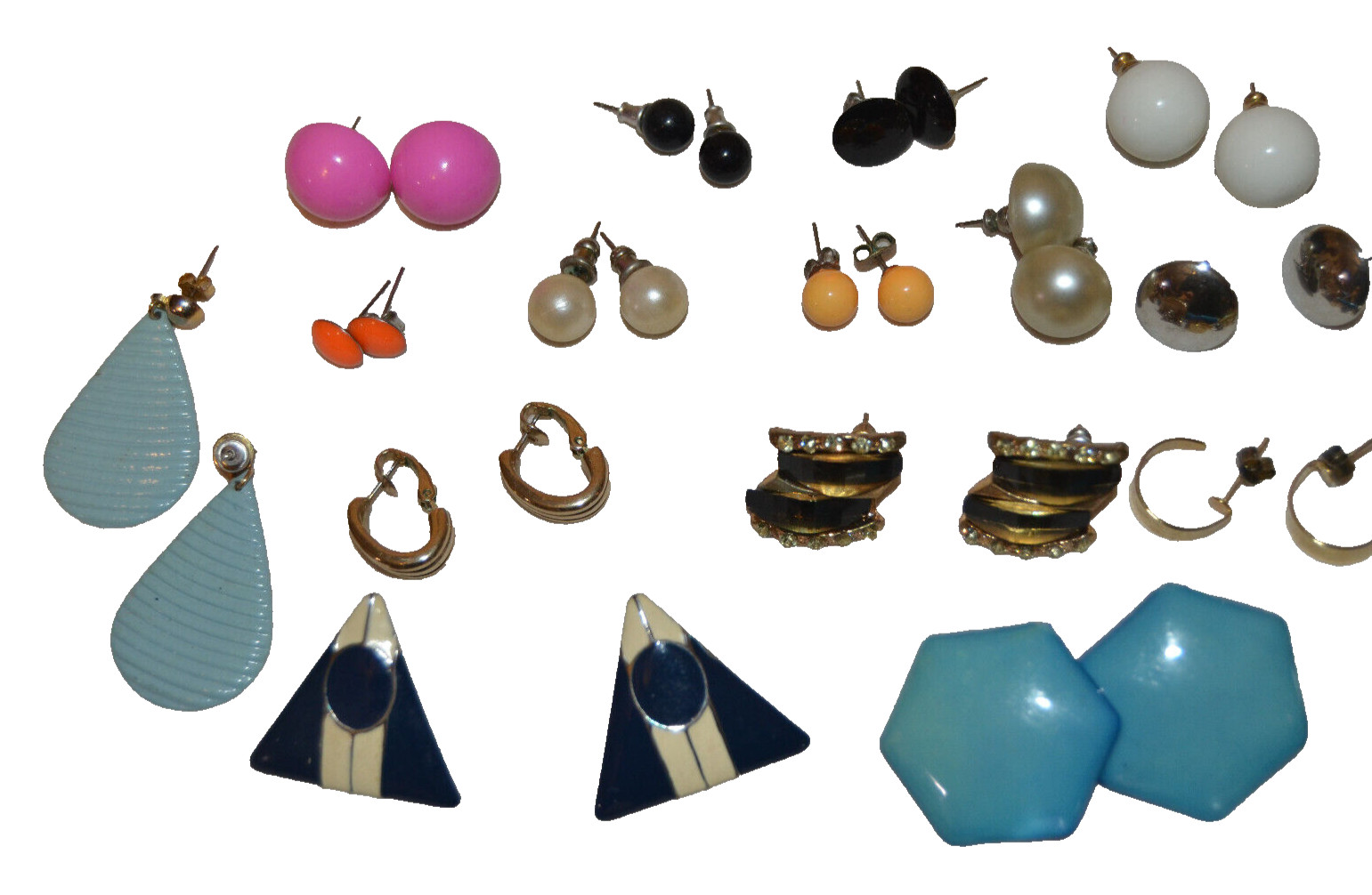 42 Costume Jewelry Earrings Lot – Mixed Types – Peirced & Clasps