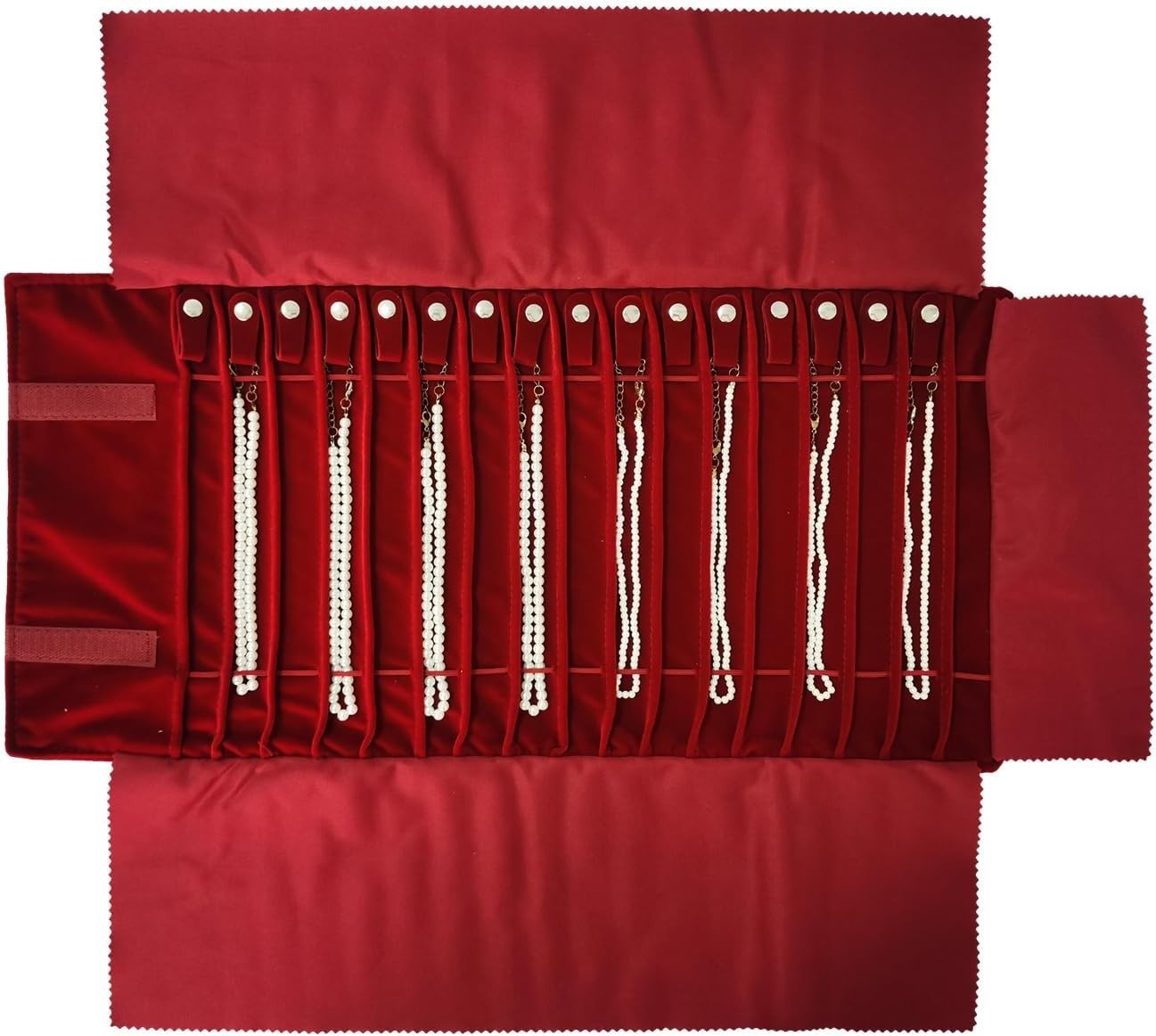 Portable Jewelry Roll Untangled Secure Necklace Travel Storage Bag Displays H…