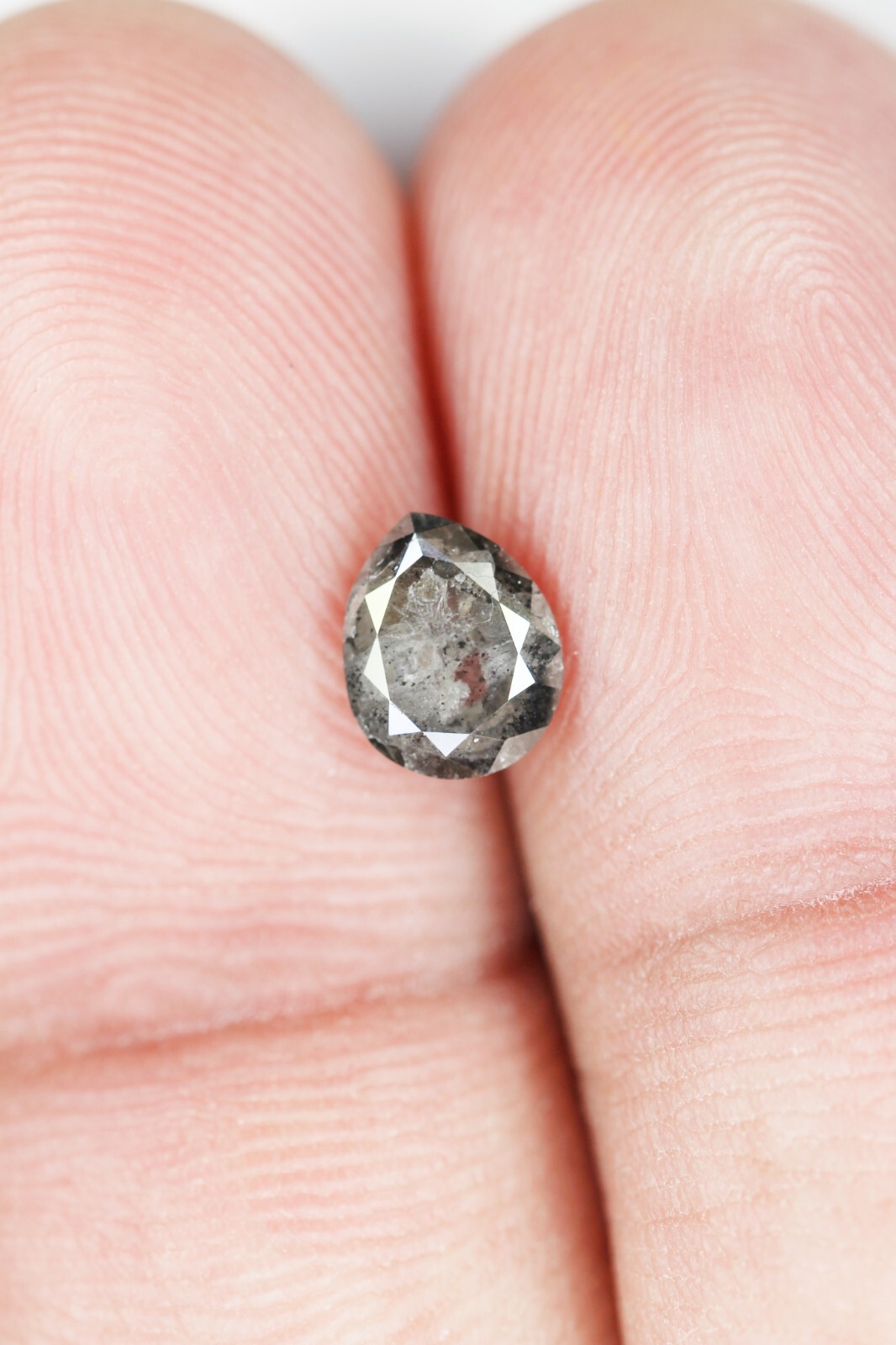 0.98 CT 6.9 MM Natural Loose Pear Salt And Pepper Diamond Grey Color Pear Shape