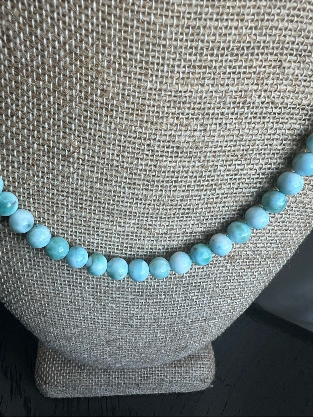 Larimar necklace 6mm SIZE 18’ with S925 clasp ( Adjustable)
