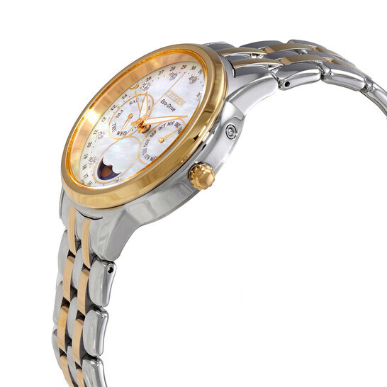 NEW CITIZEN ECO DRIVE WOMEN’S MOON PHASE CALENDRIER DIAMOND WATCH FD0004-51D