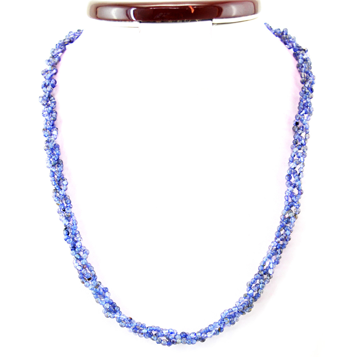 120.00 Cts Natural 20 Inches Long Blue Tanzanite Round Beads Hand Made Necklace