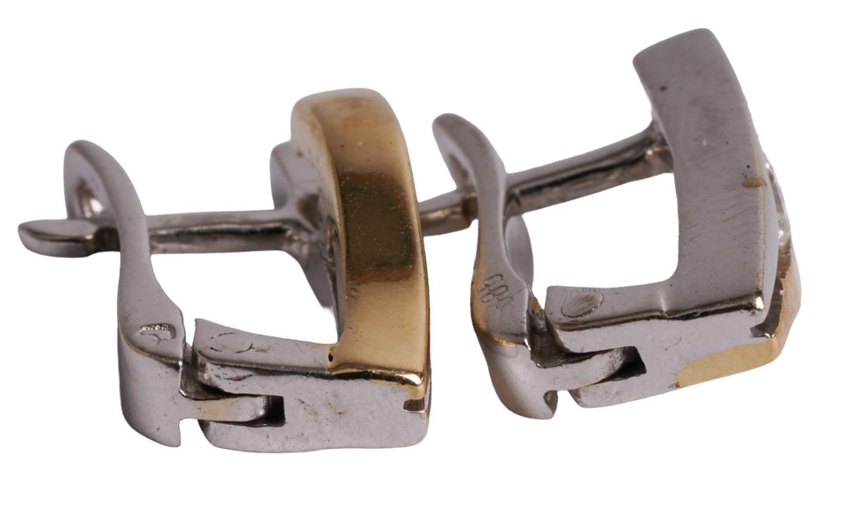 modern 585 gold 0.20ct edged hoop earrings. brilliant earrings