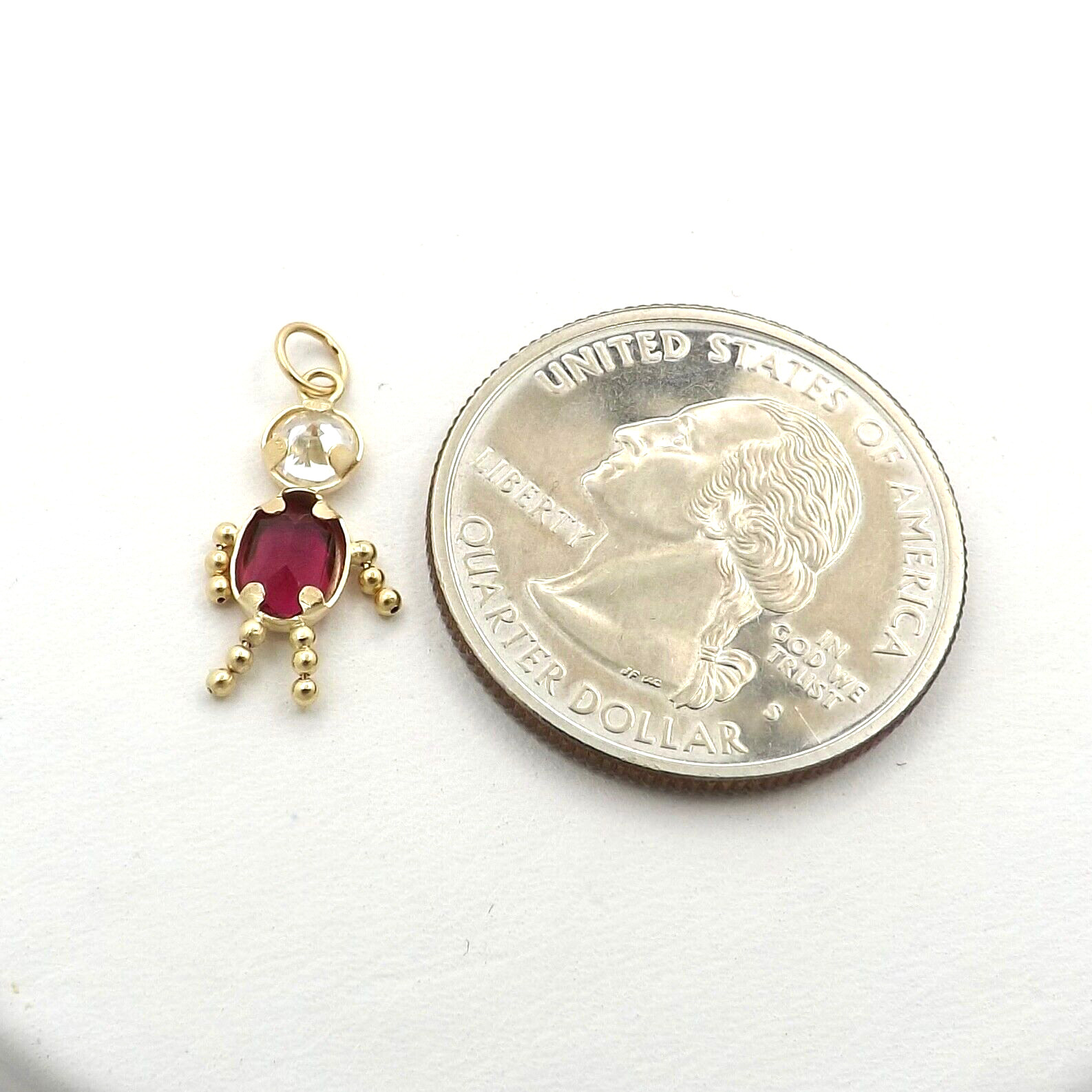 14k Gold Little Boy July Birthstone cz Charm Pendant New