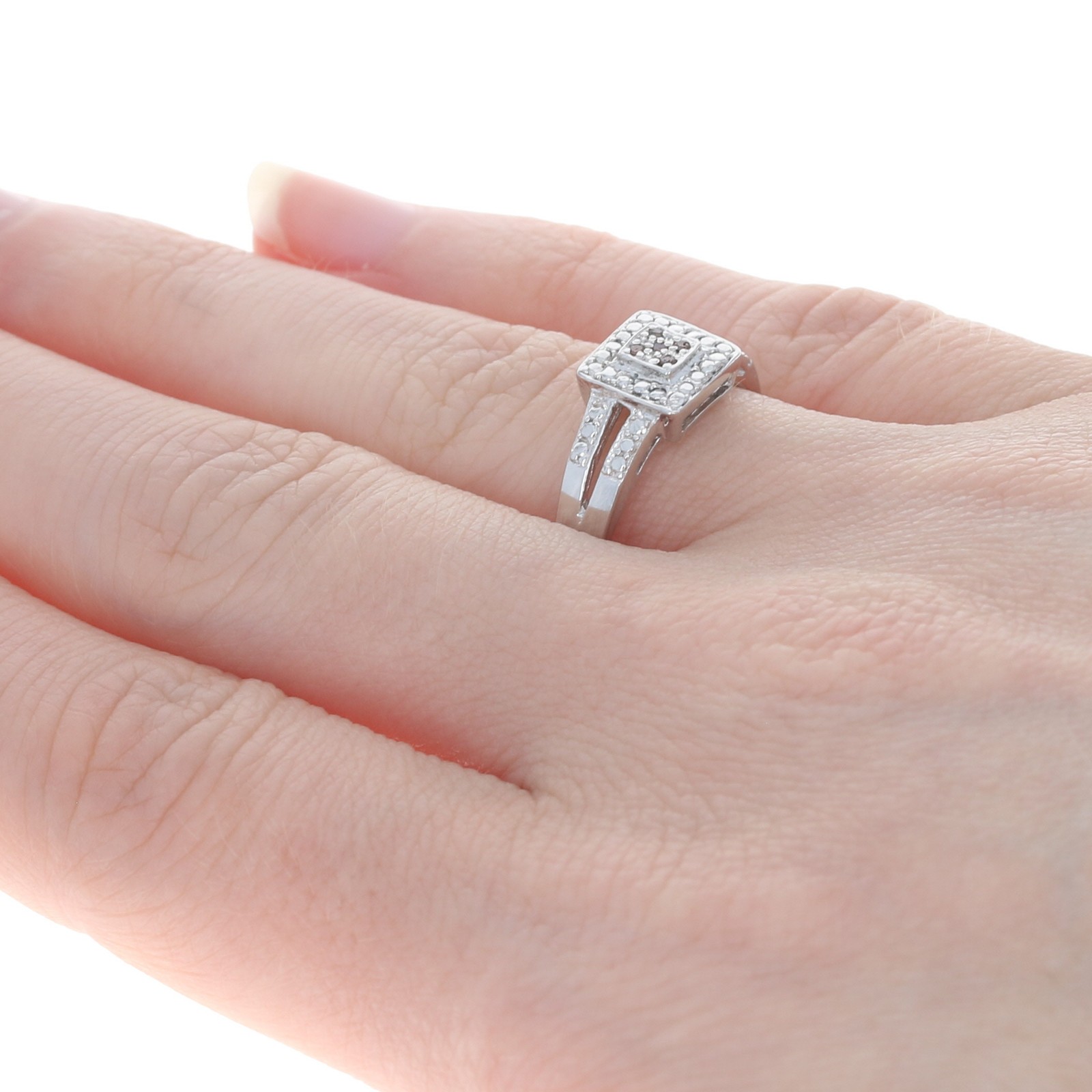 NEW Orange & Brown Diamond Ring – 925 Sterling Silver Size 7