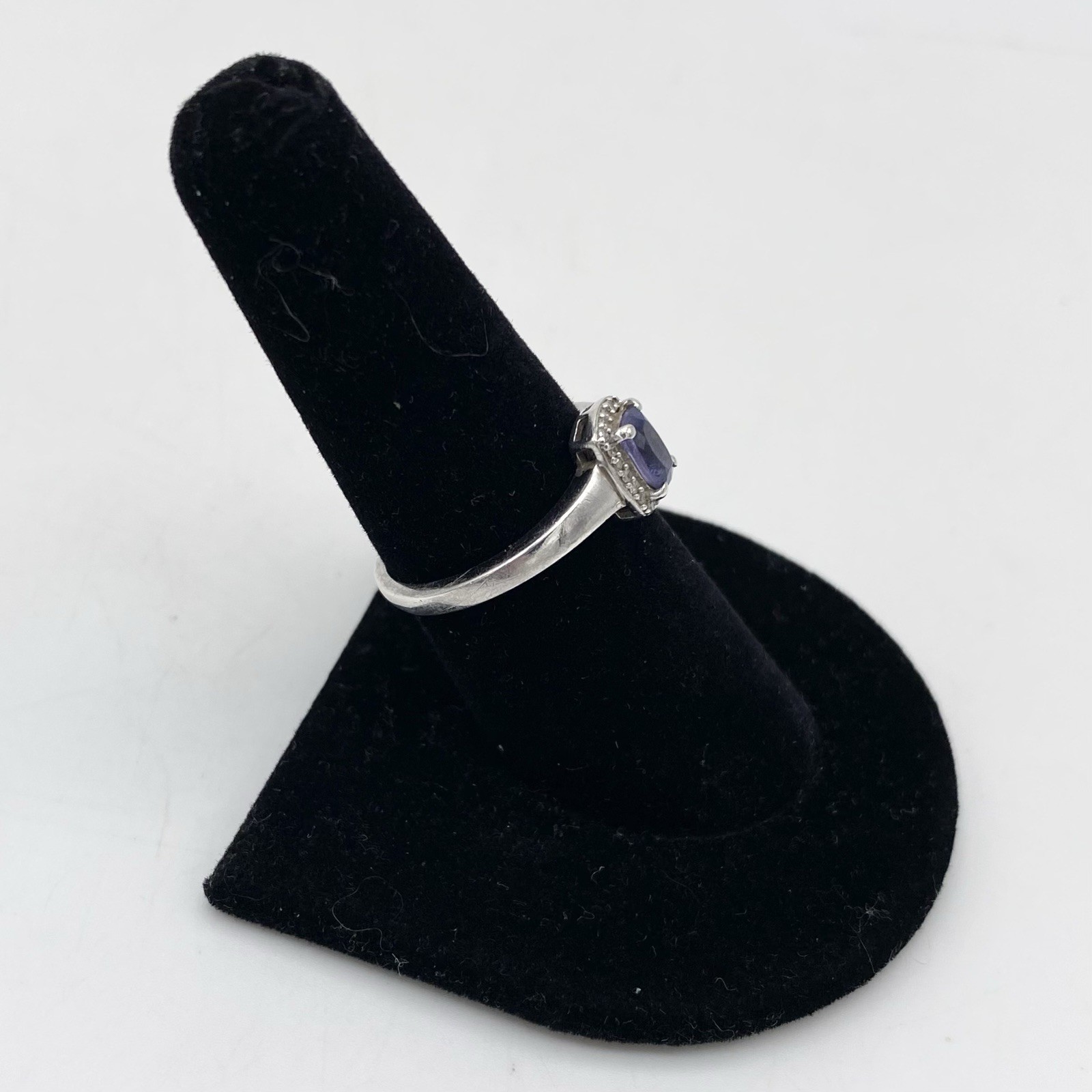 Vintage Sterling Silver Ring Tanzanite And CZs STS Jewels Inc Size 8 Pls Read