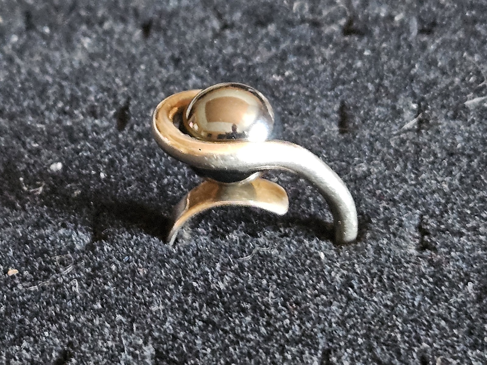 SUSAN CUMMINGS 1980’s Rare Sterling Orbital Swirl Statement Ring Hematite Size 6