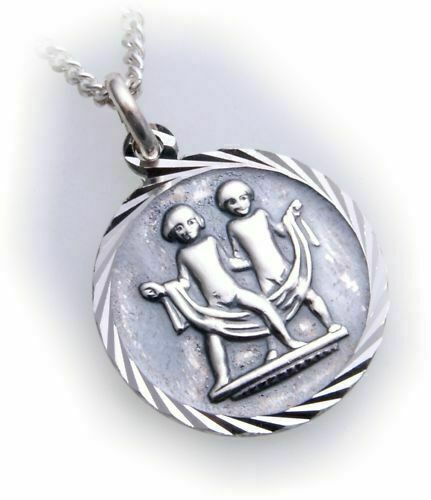 Pendant Zodiac Gemini Real Silver 925 with Chain Horoscope Sterling Silver