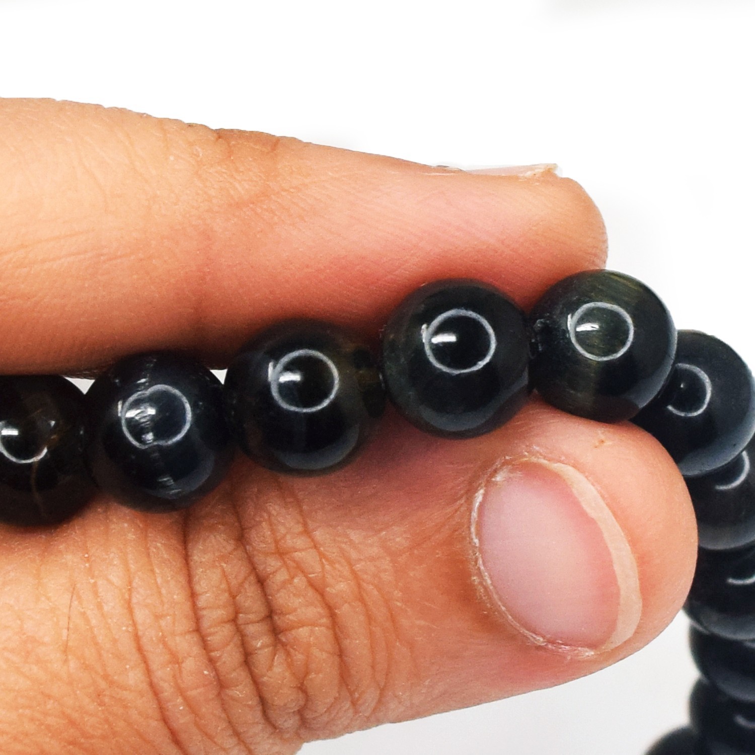100.00 Cts Wonderful Blue Power Tiger Eye Stretchable Bracelet Beaded RK 33 AZ20