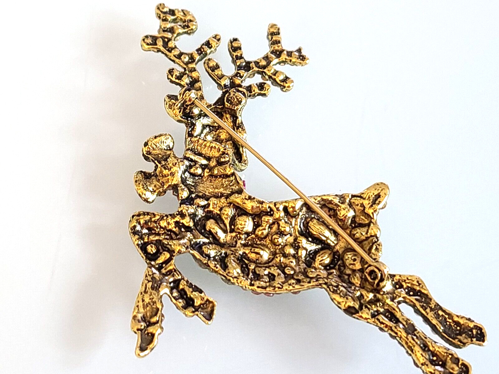 SALE UNBRANDED RARE PINK GREEN HEIDI DAUS “Pretty Prancer” Reindeer Brooch