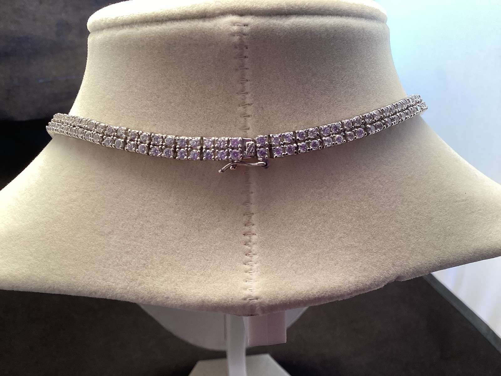 Fuzion Creations FZN Sterling White Quartz Tennis Double Strand 5mm Necklace 18”