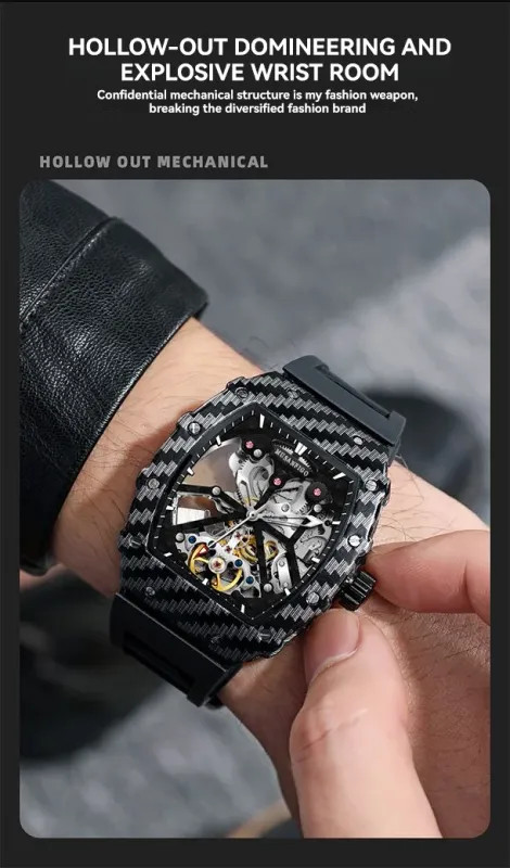 Men’s Automatic Skeleton Mechanical Watch Luxury Casual Business Fashion