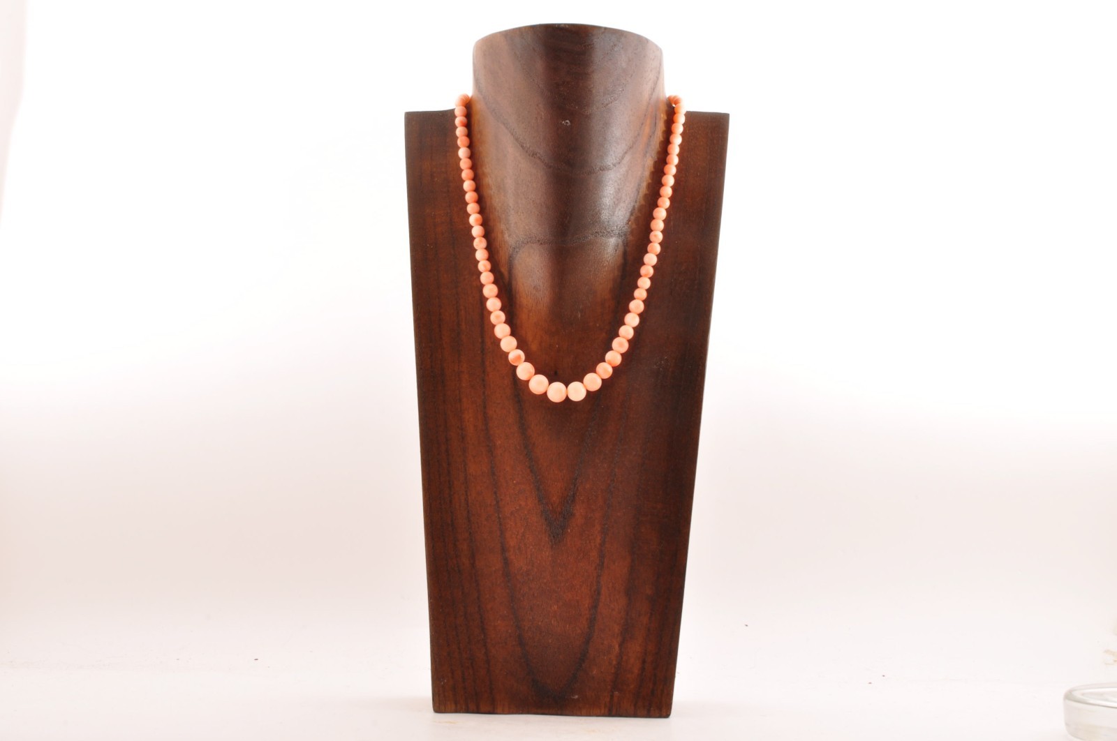 Salmon pink coral Necklace and ear clip set (total 116ct) with Certificate case.