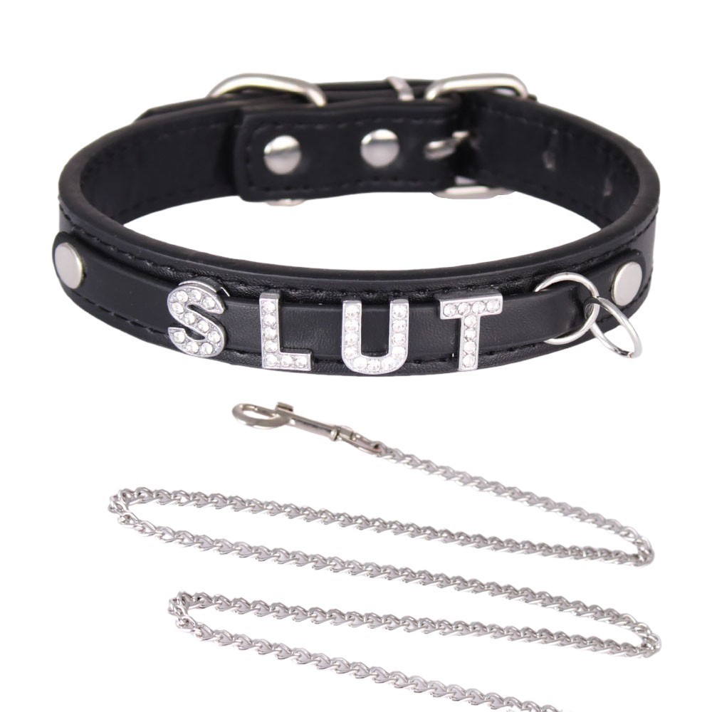 Custom Chocker BDSM Gift Choker Pu Leather Black DIY Necklace Collar Y3