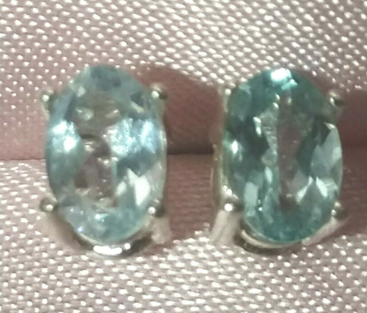 6mmX4mm OVAL APATITE STUDS – SET IN .925 STERLING SILVER-