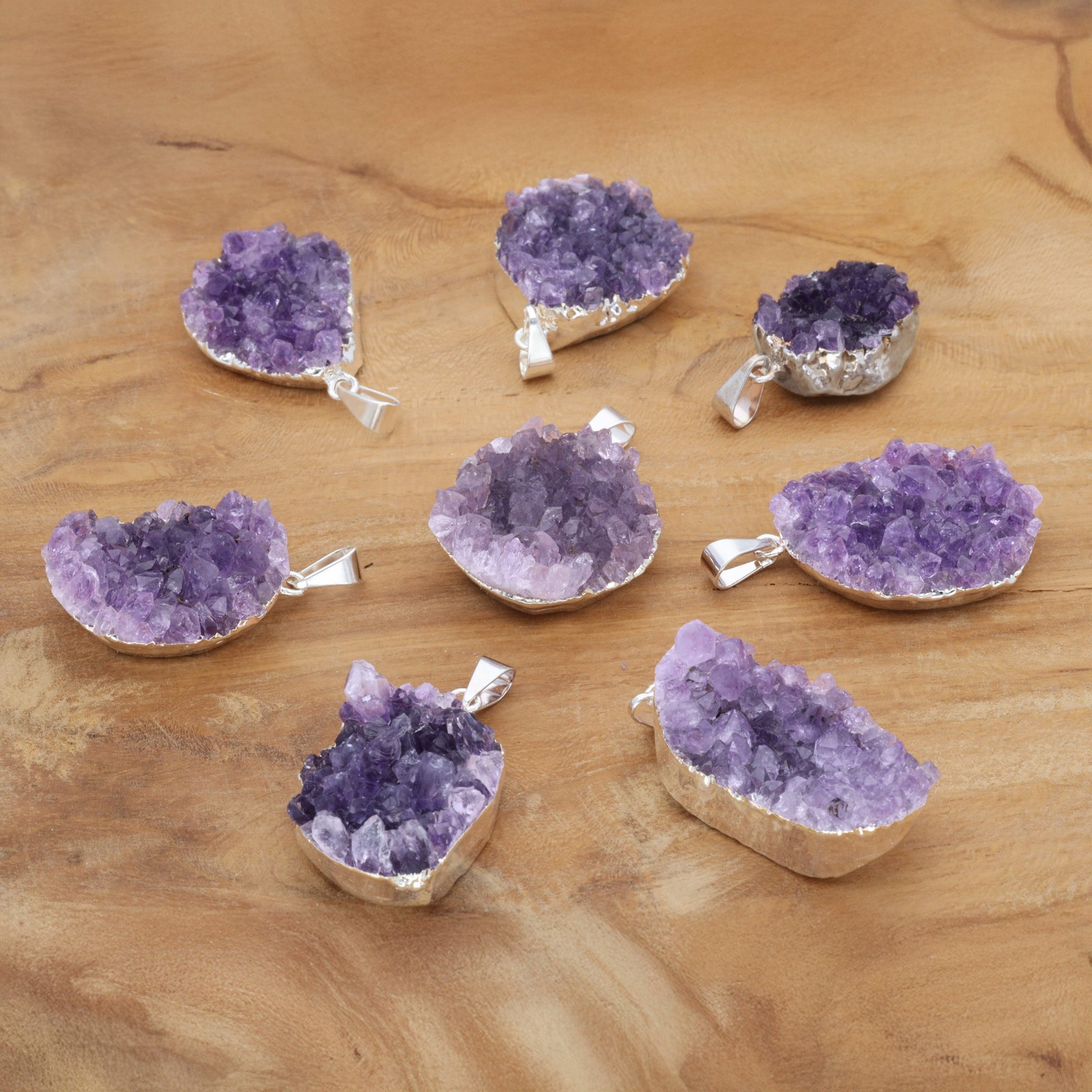Amethyst Druze Pendant | Natural Stone Gemstone | Jewelry Pendant with Hole